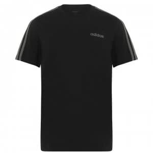 Adidas 3 Stripe Essential T Shirt Mens - Black/Khaki