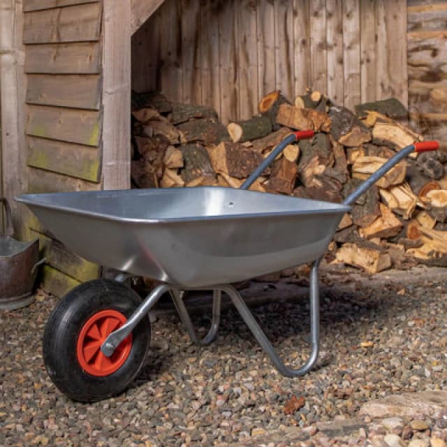 Samuel Alexander 65 Litre 60Kg Capacity Galvanised Metal Garden Cart Wheelbarrow