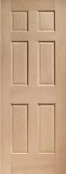 Wickes Ludlow Internal 6 Panel Oak Veneer Door - 1981 x 686mm