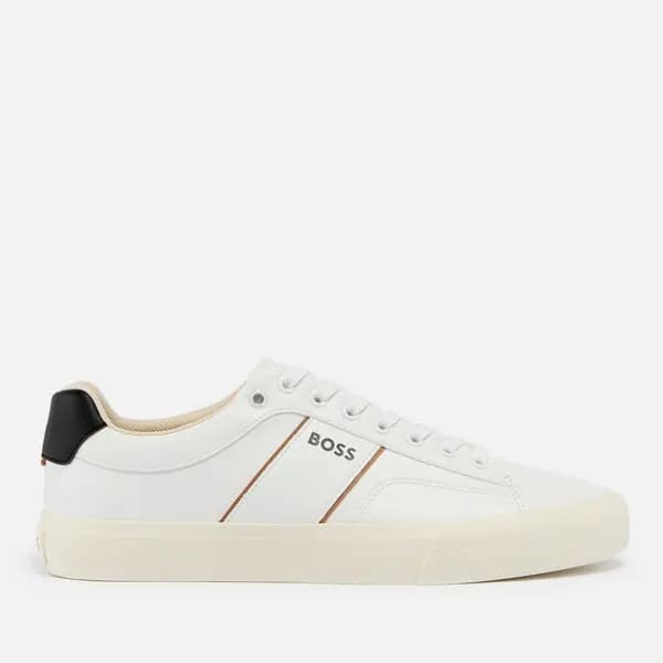 BOSS Mens Aiden Faux Leather Tennis Trainers - UK 7 White Trainers male 50517289-120 7
