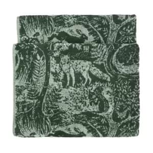 Winter Woods Animal Jacquard Bath Towel Emerald