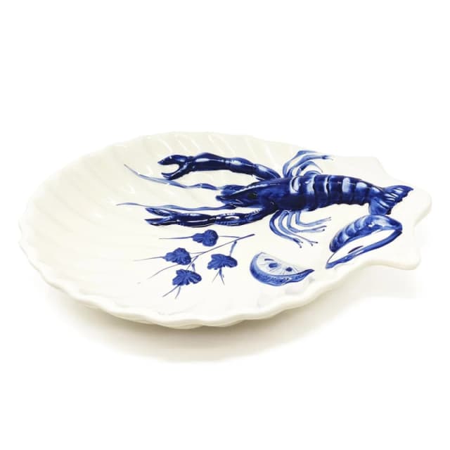 Verano Spanish Ceramics Coastal Ceramics Hand Painted Kitchen Dining Table Decor Sea Shell Serving Dish 35cm (L) x 29cm (W) White Unisex 35cm (L) x 2
