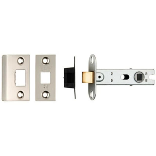 Loops 76mm Tubular Mortice Door Latch Bolt Through Square Forends Nickel Plated Metallics unisex