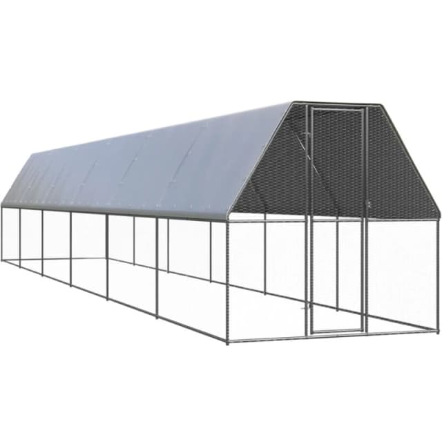 VIDAXL Outdoor Chicken Cage 2x12x2 m Galvanised Steel Vidaxl 8720845682576