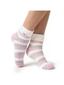 Heat Holders Rib Turn Over Sleep Socks, Multi, Women