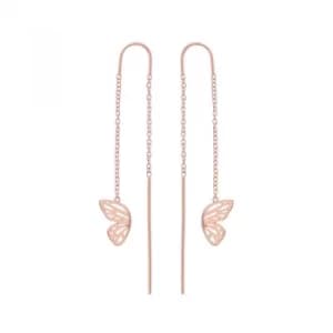 Butterfly Wing Chain Drop Rose Gold Earrings