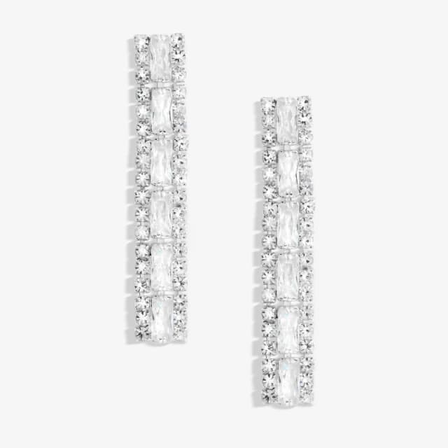 Jon Richard Silver Plated Crystal Baguette Linear Earrings Jewellery Sets One Size Silver 70970811000