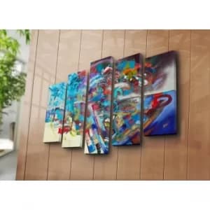 5PATK-29 Multicolor Decorative Canvas Painting (5 Pieces)
