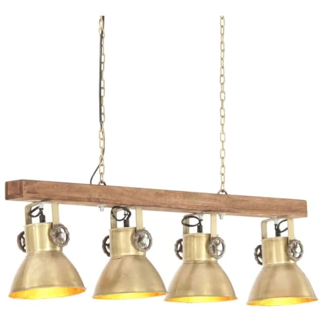 VIDAXL Industrial Ceiling Lamp Brass E27 Mango Wood Vidaxl 8720286024065