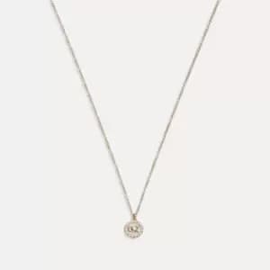 Coach C Multi Gold Plated Crystal and Faux Pearl Necklace