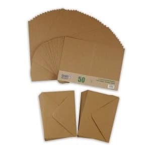 Craft UK 5" x 7" Card Blanks & Envelopes Kraft 280gsm 50 pack