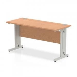 Trexus Desk Rectangle Cable Managed Silver Leg 1400x600mm Oak Ref