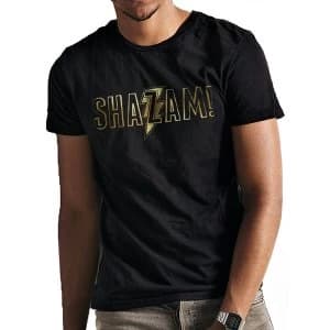 Shazam Movie - Gold Foil Logo Mens XX-Large T-Shirt - Black