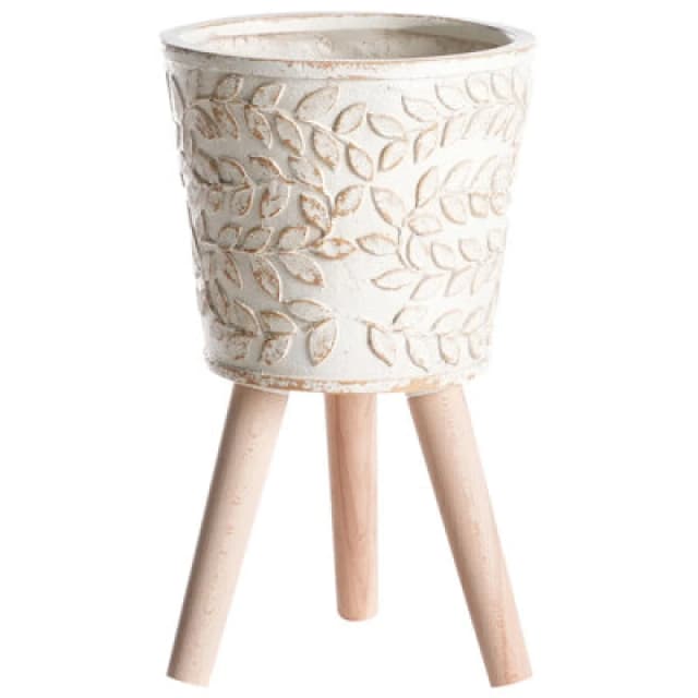 Beliani Elevated Plant Pot Aliartos 26cm Off-White