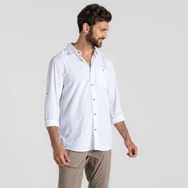 Craghoppers Craghoppers Men Nosilife Nouro' Long Sleeve Shirt in Ecru Size: Small Ecru S Male 5063260001465