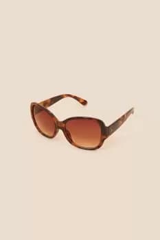 Wide Arm Tortoiseshell Square Sunglasses
