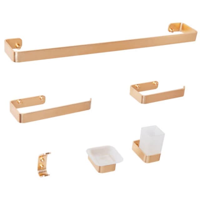 Beliani 6 Piece Bathroom Hardware Set Zorritos With Towel Bars And Hooks Metal Gold