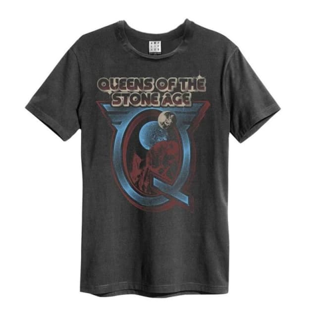 Amplified Amplified Men Outer Space Queens Of The Stone Age T-Shirt in Charcoal Size: Small Charcoal S Male 5063470409792