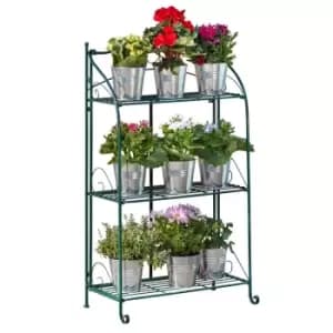 Garden Grow 3 Shelf Metal Plant Stand - Green