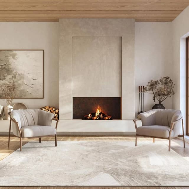 Elysium Modern Abstract Living Room Area Rug Metallic Sheen -Expression Pearl 200Cm X 290Cm