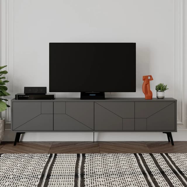Decortie Dune' Modern TV Unit Multimedia Centre 180cm in Dark Grey Size: 2 Pack Dark Grey Unisex 2 Pack