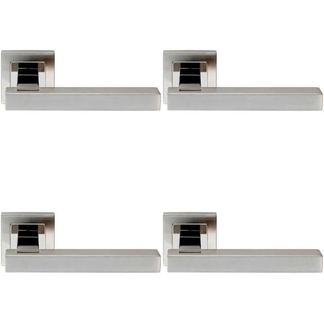 Loops 4x PAIR Square Cut Straight Bar Handle Concealed Fix Polished & Satin Steel Metallics