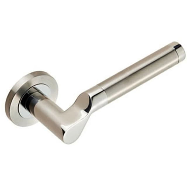 Loops PAIR Cranked Round Bar Lever on Round Rose Concealed Fix Polished Satin Steel Metallics