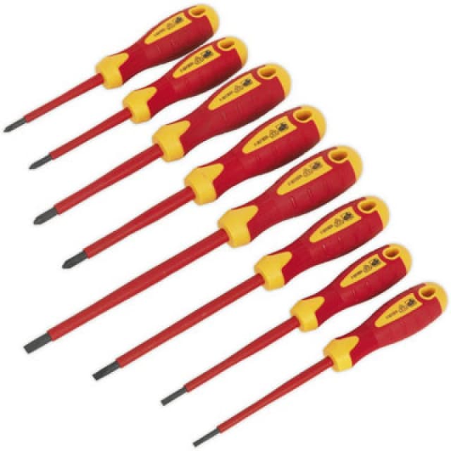 Loops 8 PACK VDE Screwdriver Set - 1000V AC Shock Proof Insulated Shafts Comfort Grip Multi