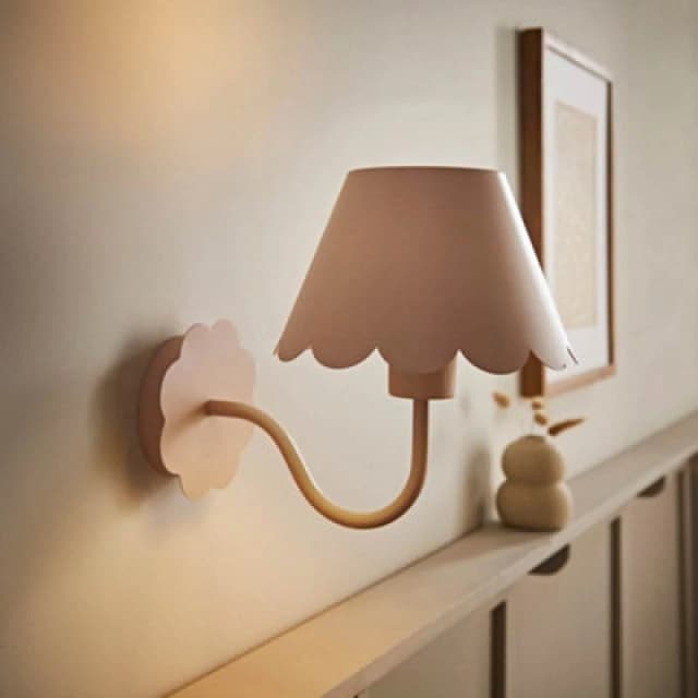 ValueLights ValueLights Hattie Rechargeable Metal Scalloped Edge Wall Light in Pale Pink Pale Pink One Size Unisex 5016529273042