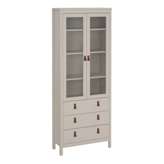 Furniture To Go Barcelona China Cabinet 2 Glass Doors With 3 Drawers In Cashmere