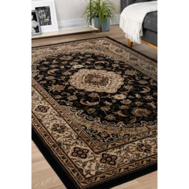 Melrose Classic Traditional Black Vintage Runner Rug 60X230Cm