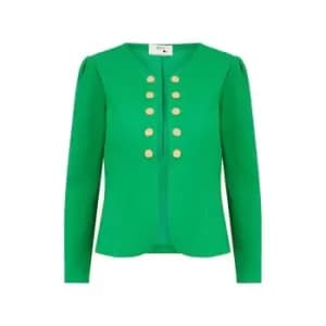 Yumi Green Ponte Jacket With Military Buttons - Green