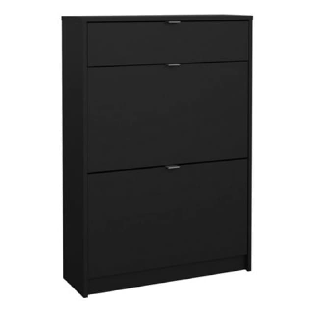 Furniture To Go Shoes Shoe Cabinet 2 Flip Down Doors + 1 Drawer In Matt Black
