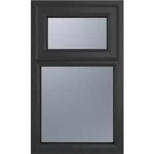 Crystal Casement uPVC Window Top Hung Opening Over Fixed Light 1190mm x 1115mm Obscure Double Glazing /White in Grey