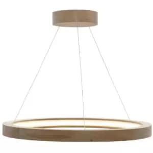 Zumaline Oak Integrated LED Pendant Ceiling Light, Wood, 3870lm, 3000K
