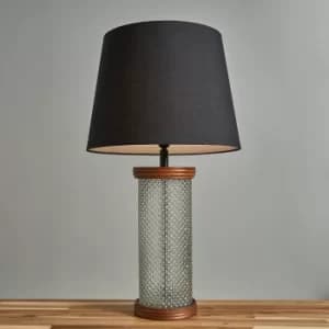 Gianni Wood and Clear Glass Table Lamp with Large Black Aspen Shade
