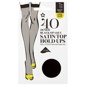 Superdrug Opaque Satin Top Hold Up - Black