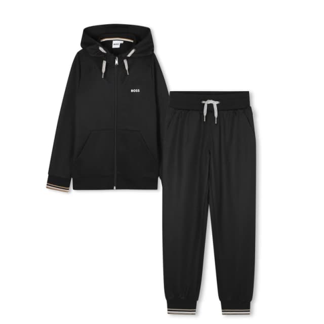 Boss Kids Full Zip Closed Hem Tracksuit Joggers Closed Hem Poly Tracksuit Bottoms 4 Yrs Black 56025403135