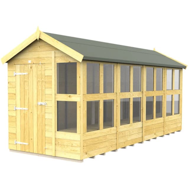 Flat Pack Sheds DIY Sheds 6 x 16 Apex Potting Shed, Brown 6X16APSFF