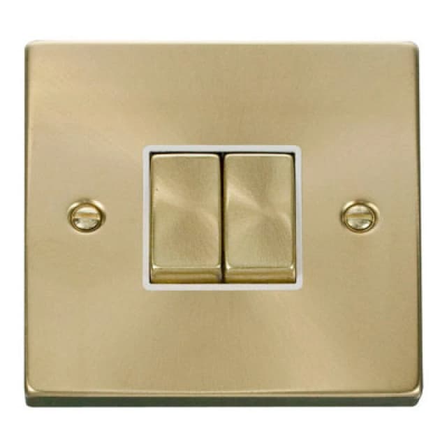 SE Home Satin / Brushed Brass 10A 2 Gang 2 Way Ingot Light Switch Gold unisex