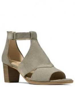 Clarks Kaylin60 Suede Glad Leather Heeled Sandal - Sage