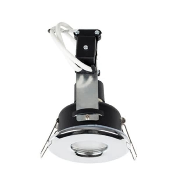 ValueLights Downlight IP65 Ceiling Light Fitting 4 Pack With Warm White Bulb Metallic Silver