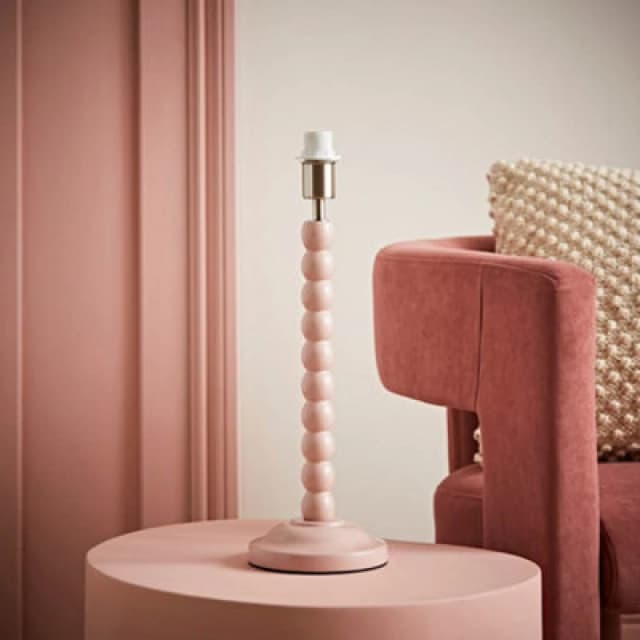 ValueLights Bobbins Painted Rose Pink Table Lamp Base Light Pink