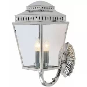 Loops - Outdoor IP44 3 Bulb Wall Light Highly Polished Nickel LED E14 60W