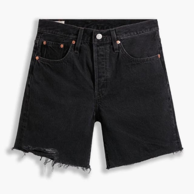 Levis Womens Mid Thigh Denim Shorts Lunar Black female 25 L32