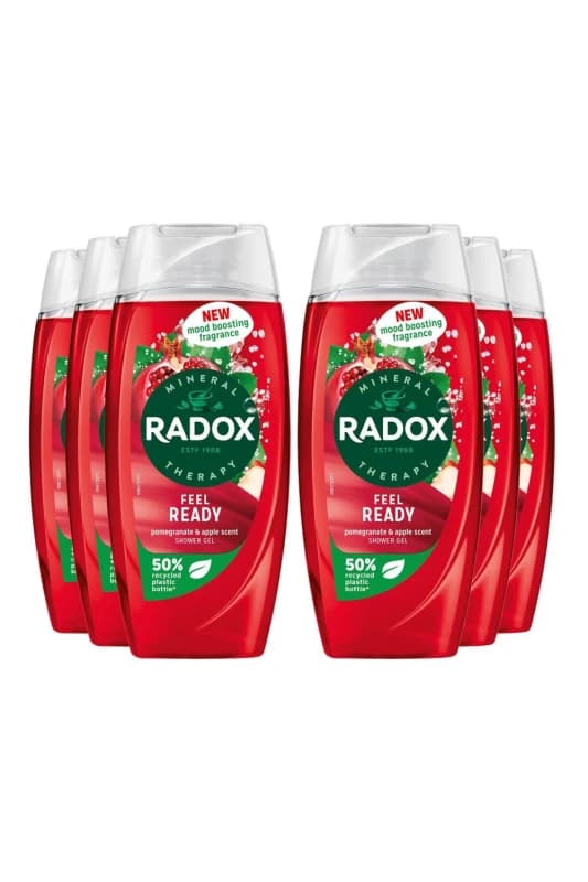 Radox Womens 'Shower Gel' Feel Ready with Pomegranate & apple Scent, 6 x 225ml in Red Red Female