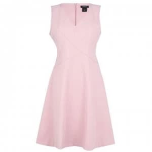 DKNY V Neck Fit Flare Dress - Powder