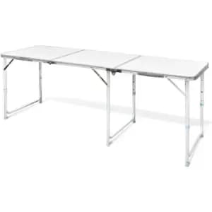 Vidaxl - Foldable Camping Table Height Adjustable Aluminium 180 x 60cm White