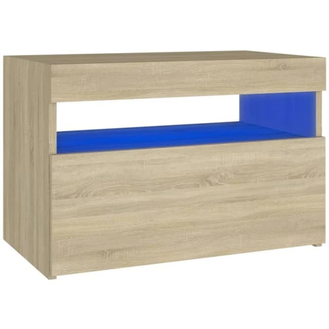 VIDAXL Bedside Cabinet & LED Lights Sonoma Oak 60x35x40cm Engineered Wood Vidaxl 8720286640623