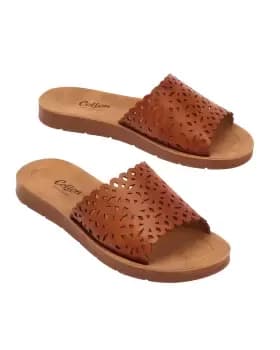 Cotton Traders Womens Cutwork Sandals in Tan